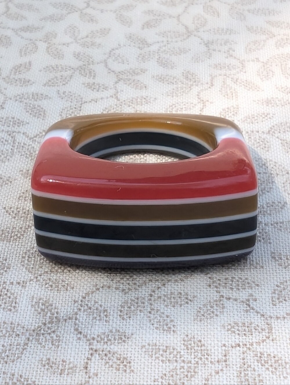Vintage Chunky Resin Ring Striped Multicolor Retro Pop Art